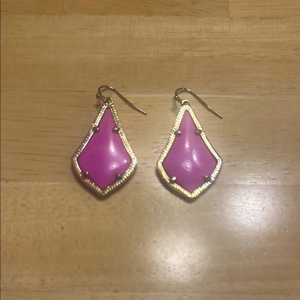 Kendra Scott Hot Pink Gold-Trim Dangle Earrings